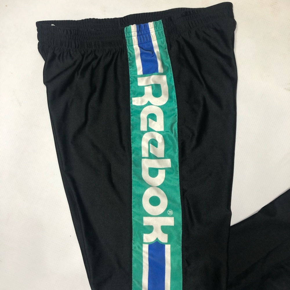 80s vintage Reebok biker pants leggings teal black - Picture 5 of 10
